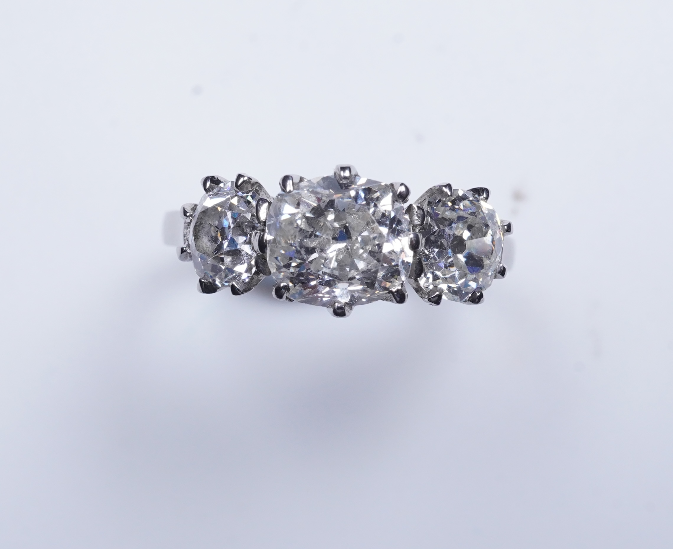 A three-stone diamond ring